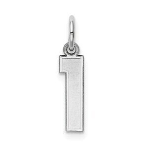 14k White Gold, Jersey Collection, Small Number 1 Pendant